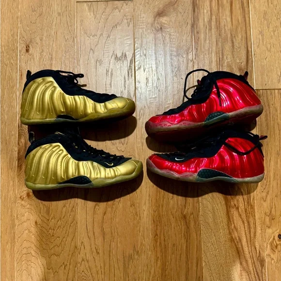 Nike Air Gold and Red Foamposite Sneakers Nike Air Foamposite One  main image 4